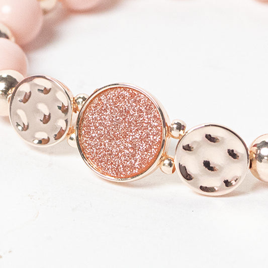 Bracciale in oro rosa galvanizzato con perle
