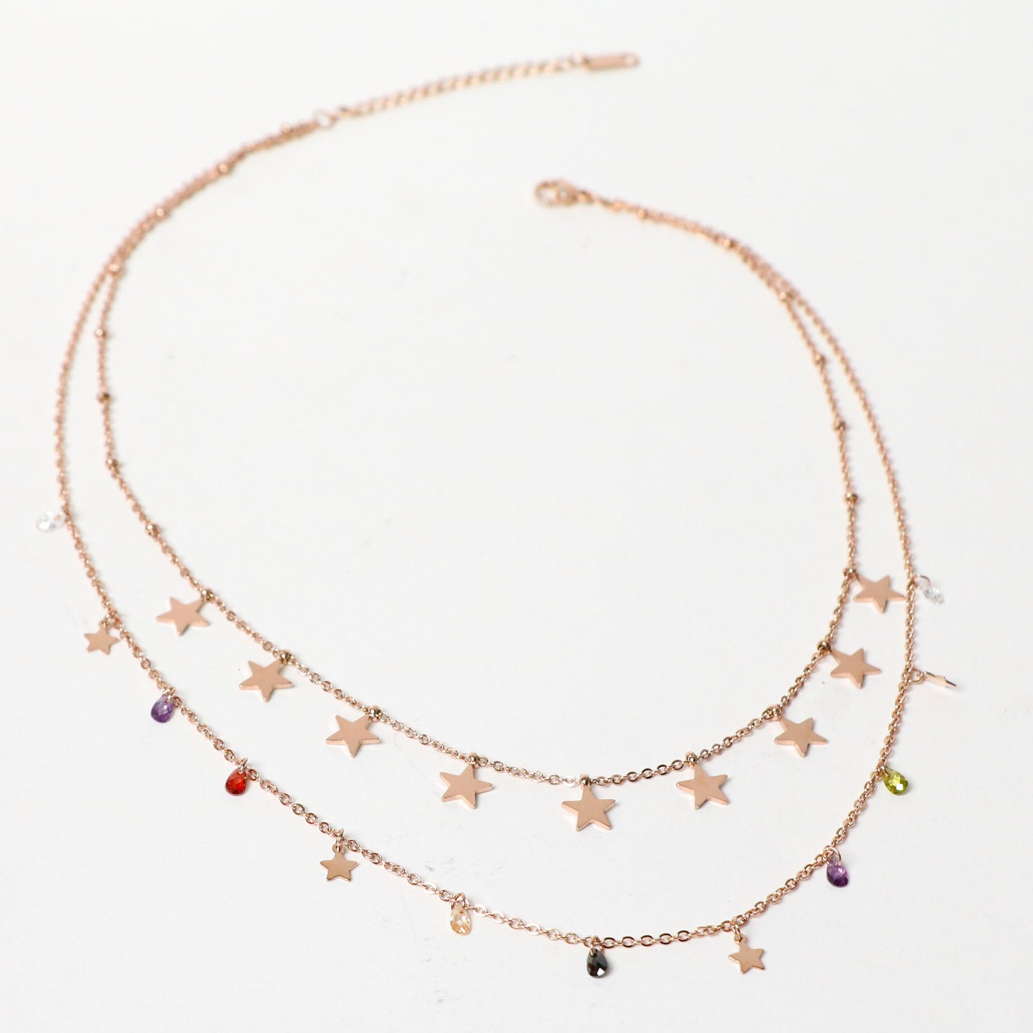 Collana Doppia con Stelline e Cristallini