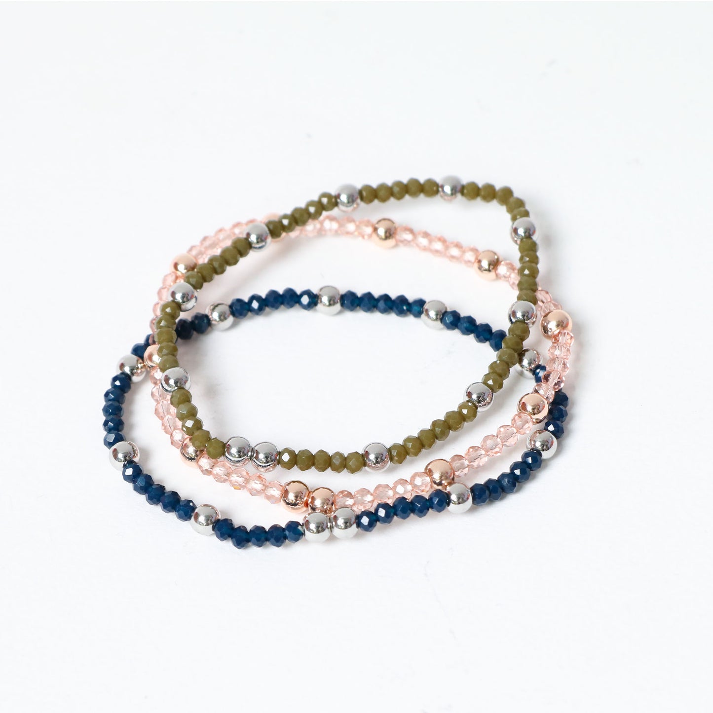 Tris di bracciali con cristallini