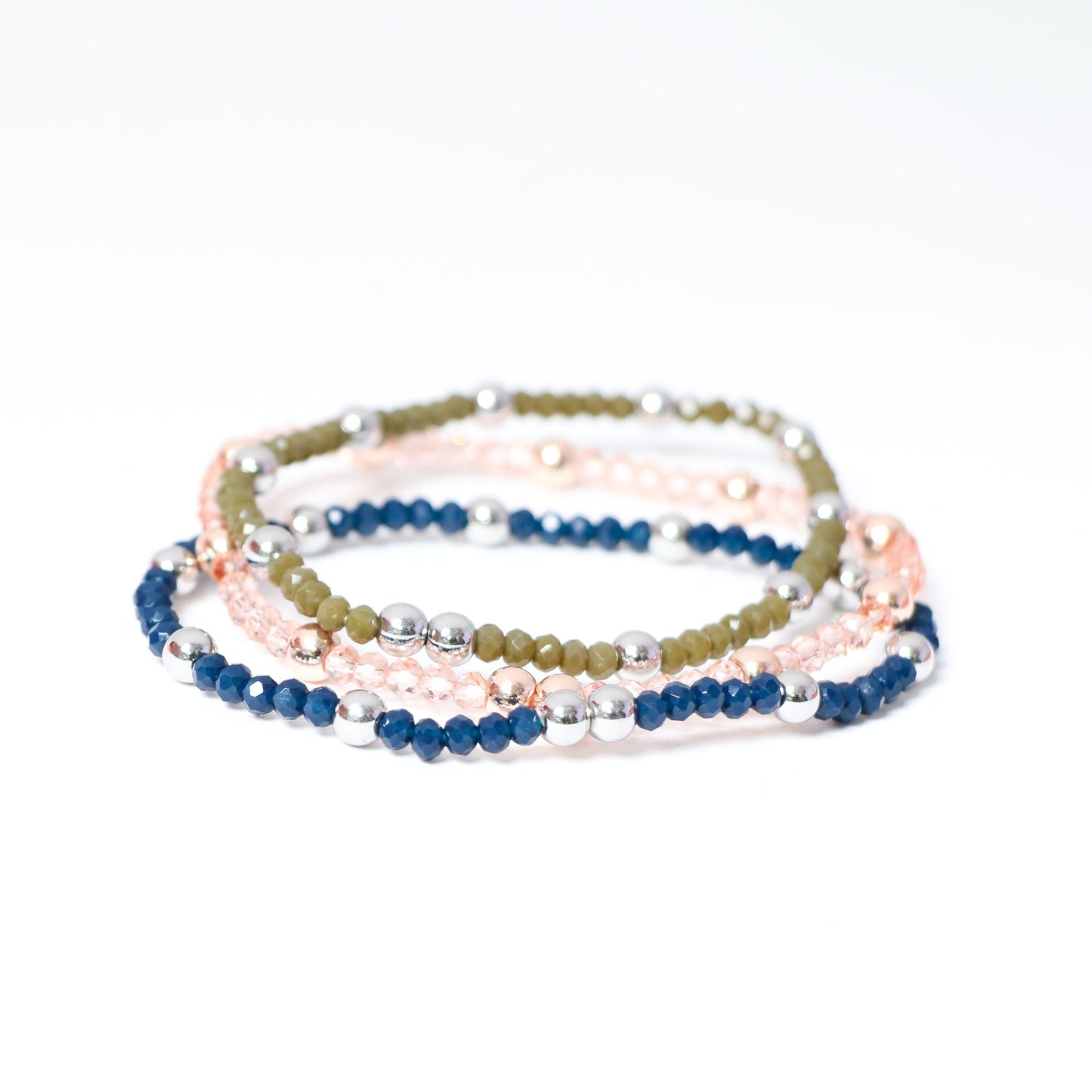 Tris di bracciali con cristallini