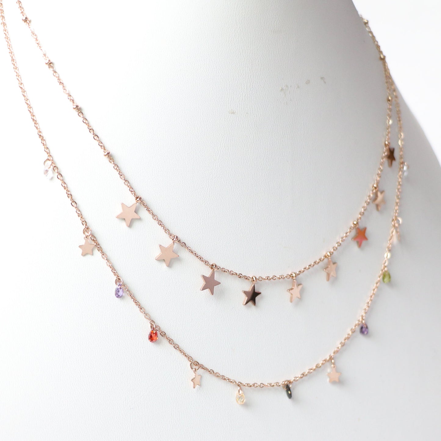 Collana Doppia con Stelline e Cristallini