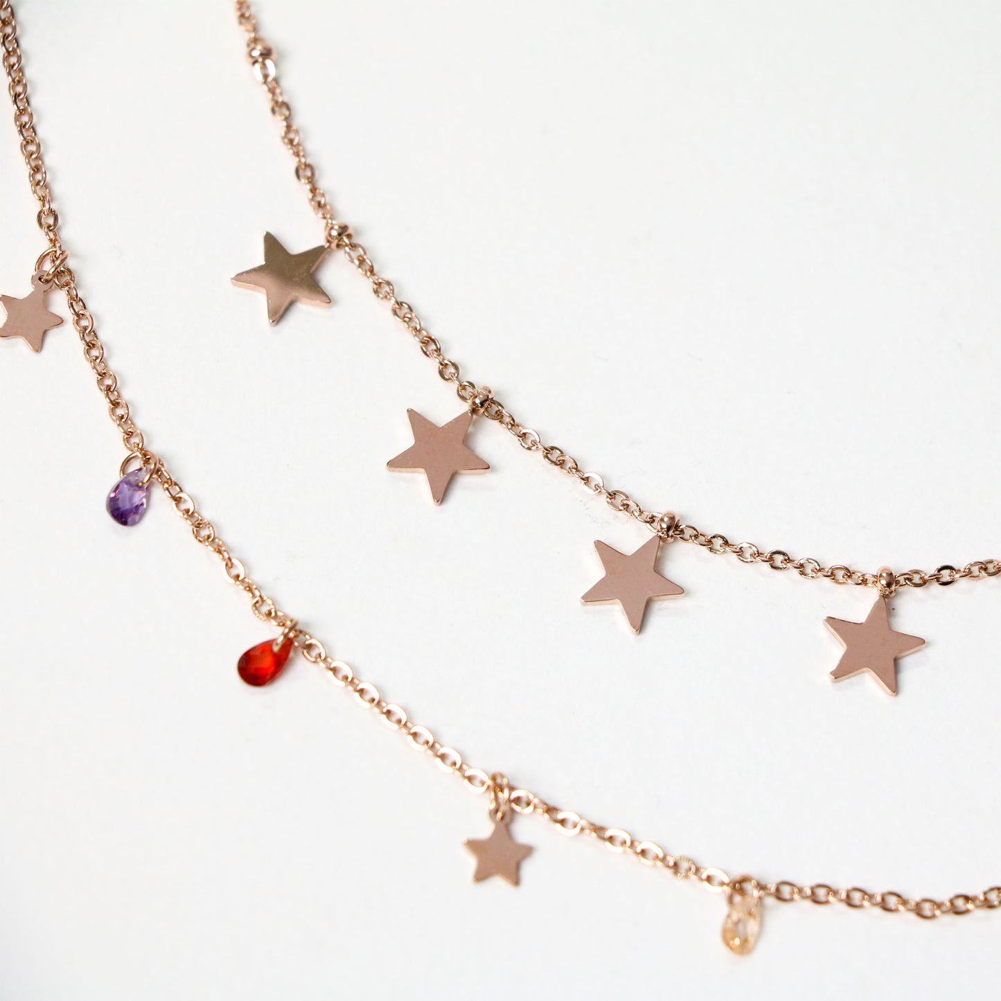 Collana Doppia con Stelline e Cristallini