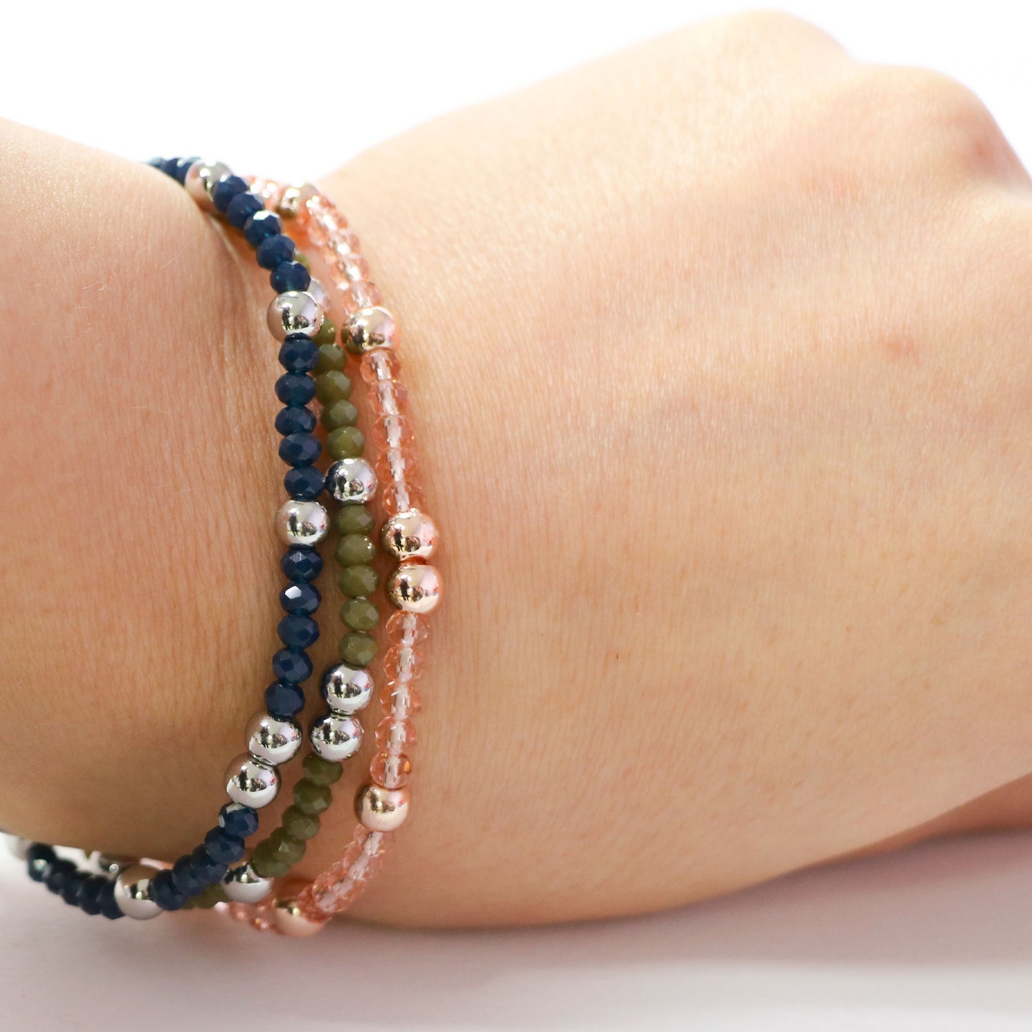 Tris di bracciali con cristallini